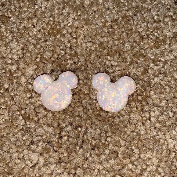 Jewelry - Glitter Pearl Handmade Mickey Mouse inspired earrings - stud backing